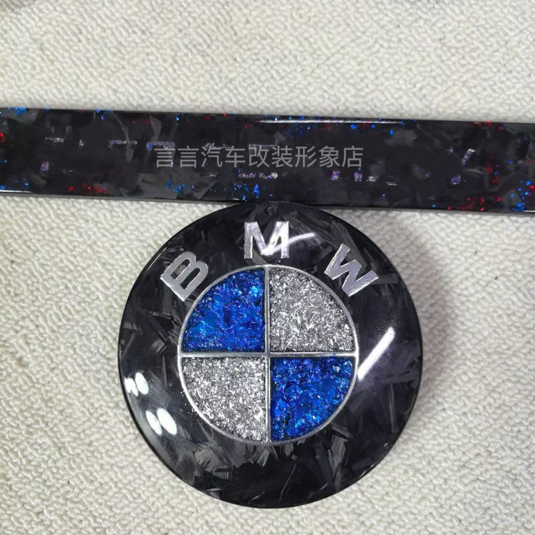 Suitable for BMW front and rear emblems, hood emblems, black and gold dual-tone front and rear wheels, custom steering wheel logos, carbon fiber