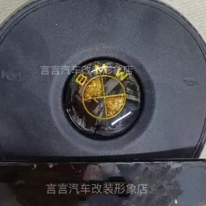 Suitable for BMW front and rear emblems, hood emblems, black and gold dual-tone front and rear wheels, custom steering wheel logos, carbon fiber