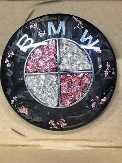Suitable for BMW front and rear emblems, hood emblems, black and gold dual-tone front and rear wheels, custom steering wheel logos, carbon fiber
