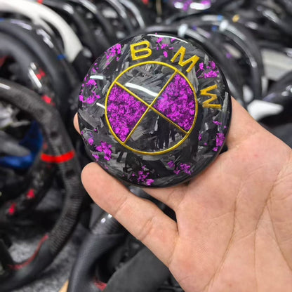 Suitable for BMW front and rear emblems, hood emblems, black and gold dual-tone front and rear wheels, custom steering wheel logos, carbon fiber